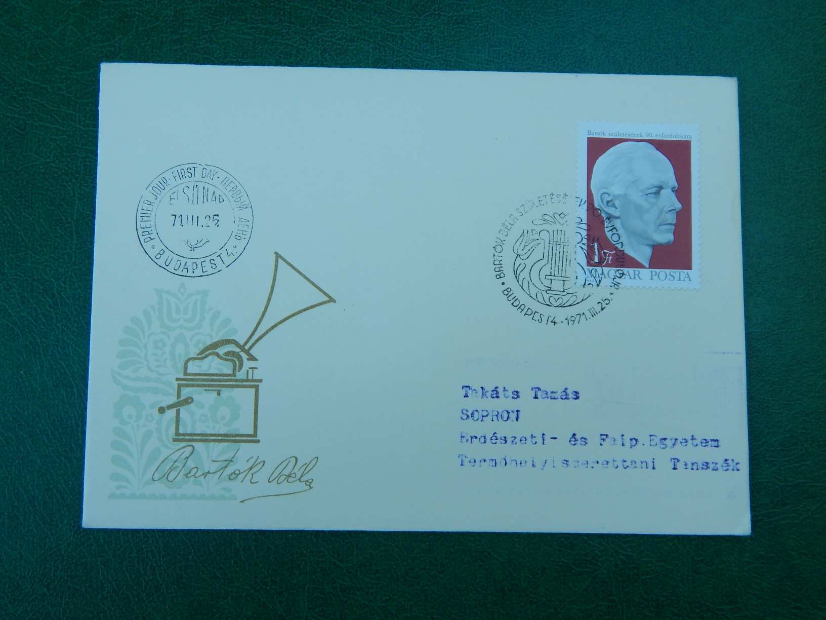 Megcímzett FDC 1971. Bartók Béla (II.) - születésének 90. évfordulójára
