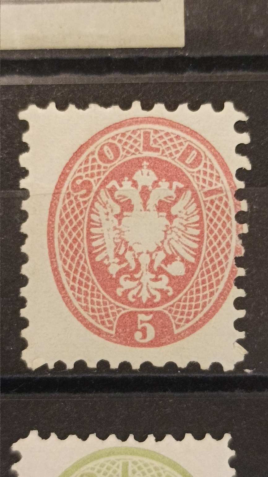 1863/64. Könyvnyomat dombornyomással 5 soldi  *
