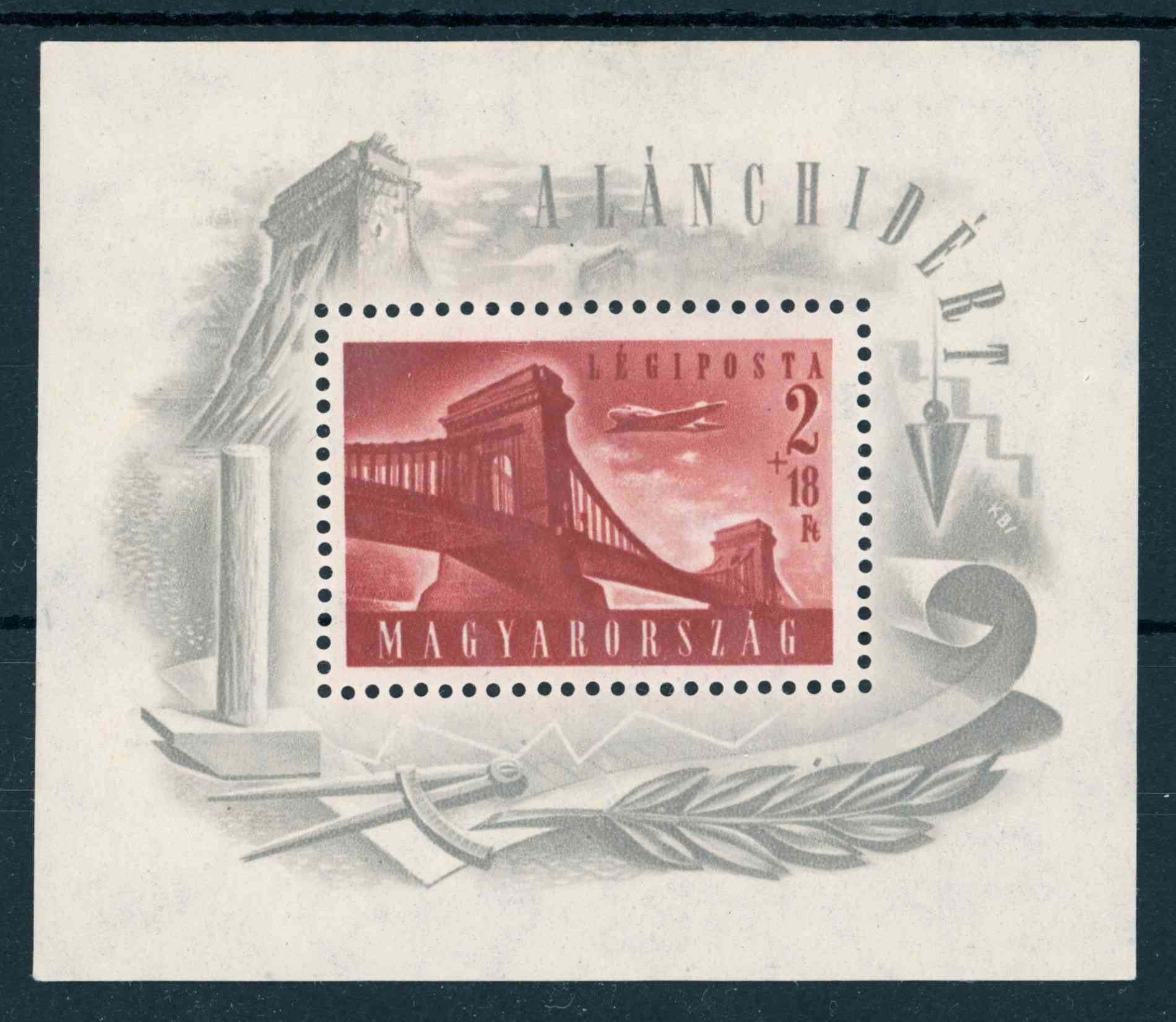 1948 LÁNCHÍD I. postatiszta ** blokk A2 vízjel állásPHu: 40.000 Ft (e79)
