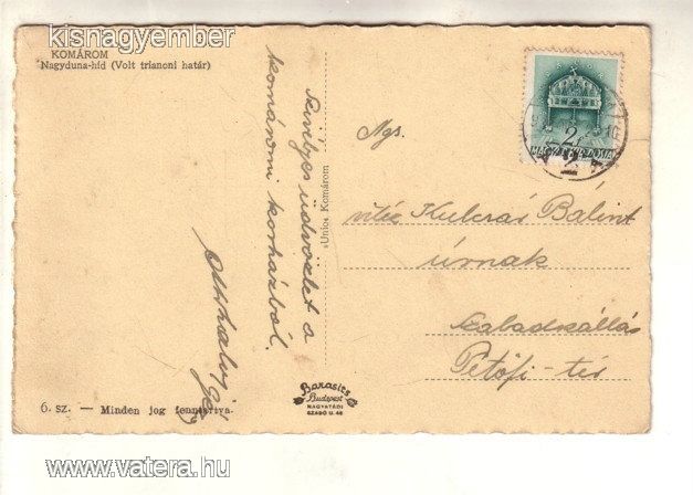 Komárom Trianoni határ  1939.  B2