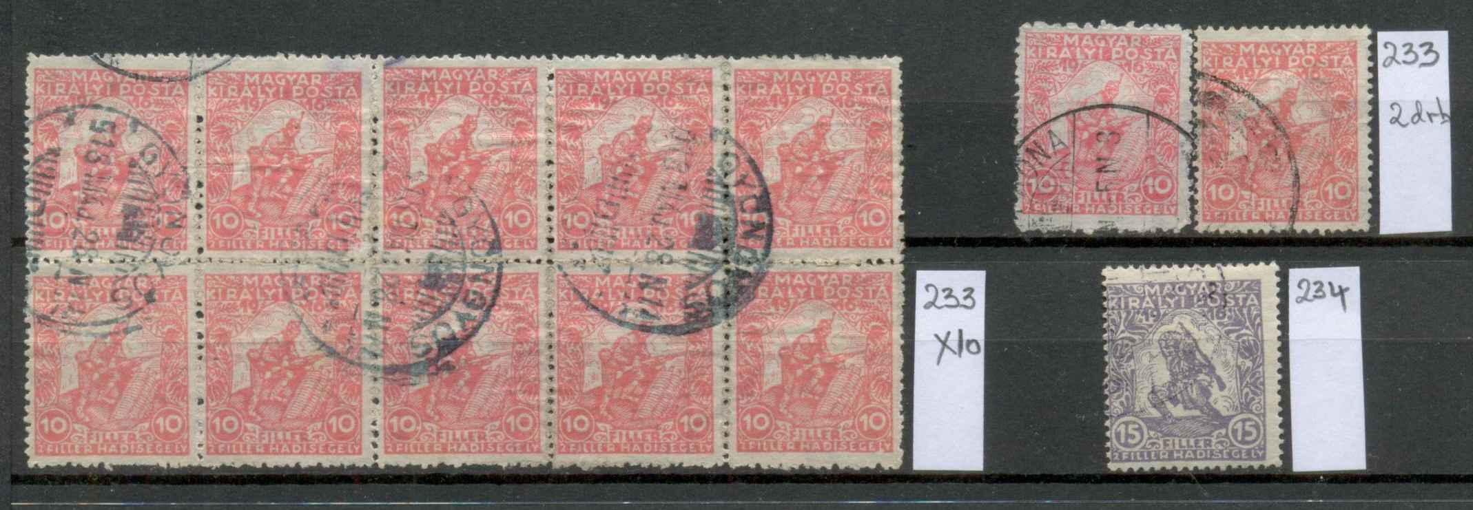 M58 - 1916 Magyar Királyi Posta Hadisegély bélyeg tétel, MBK 233, 234