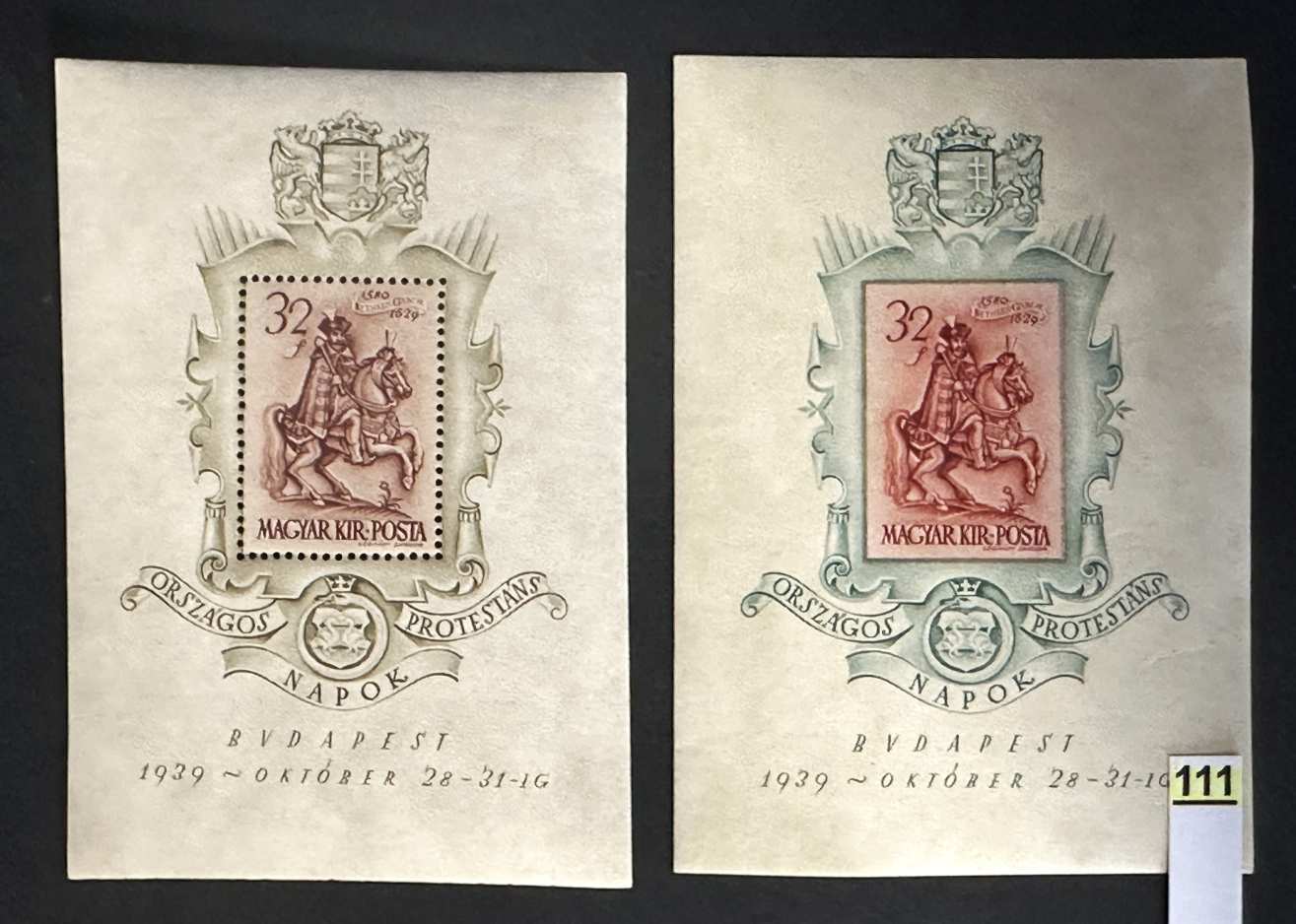 MAGYARORSZÁG 1939 BETHLEN BLOKK PÁR POSTATISZTA**   MBK 15.000FT          -111.-