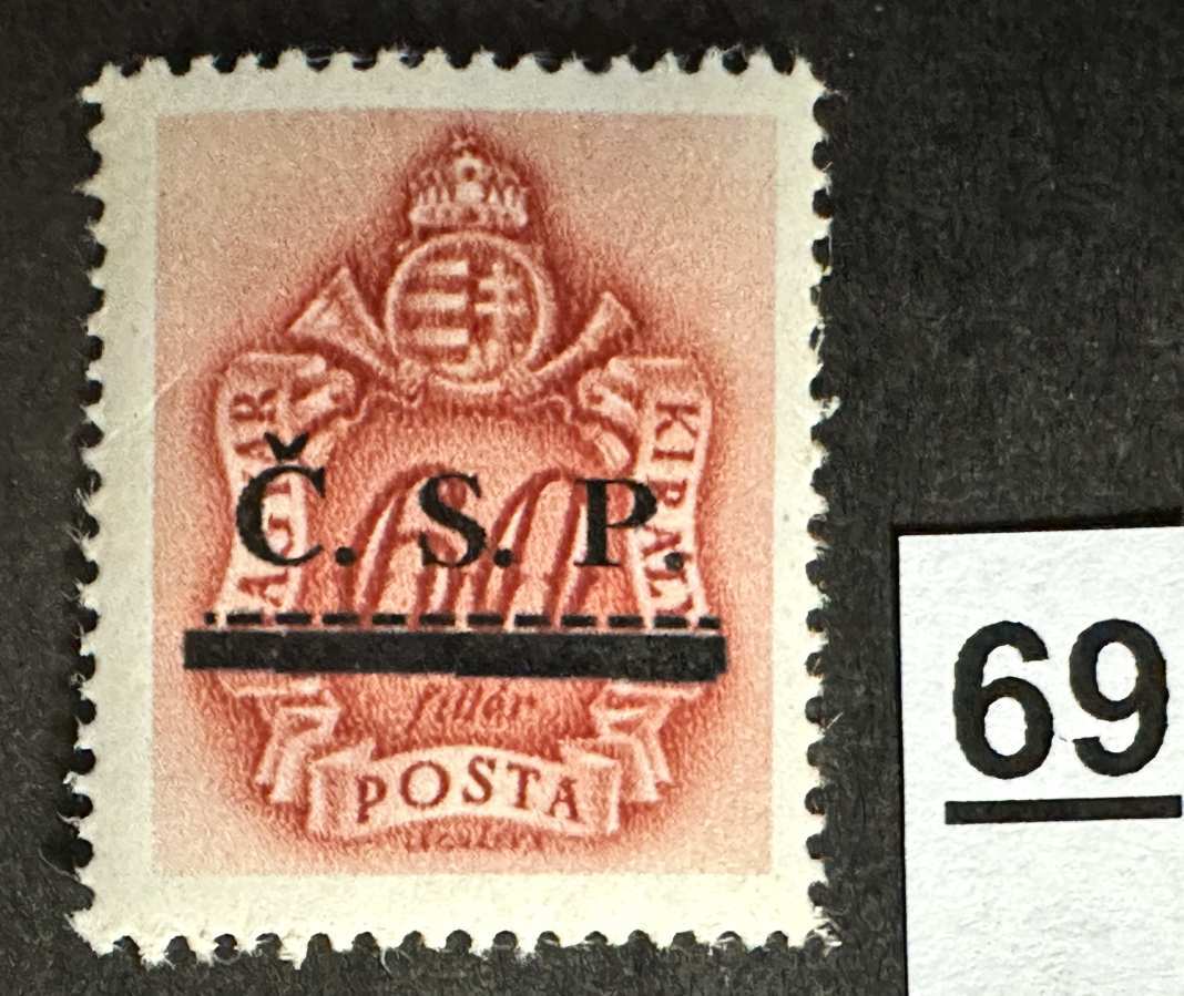 MAGYARORSZÁG 1945 ROZSNYÓ SZOVJET MEGSZÁLLÁS BARNAPORTÓ 60 FILLÉR FELÜLNYOMOTT BÉLYEG