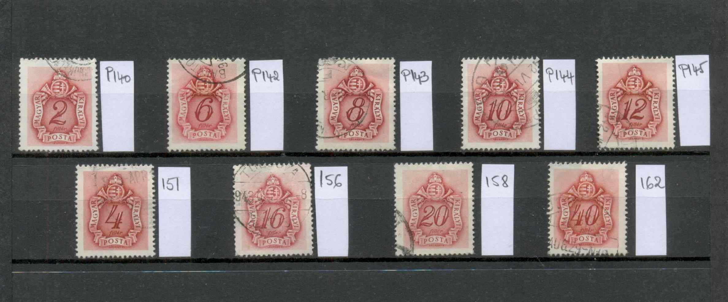 M46 1941 Barnaportó portóbélyeg tétel 9 db különböző címlet pecsételt