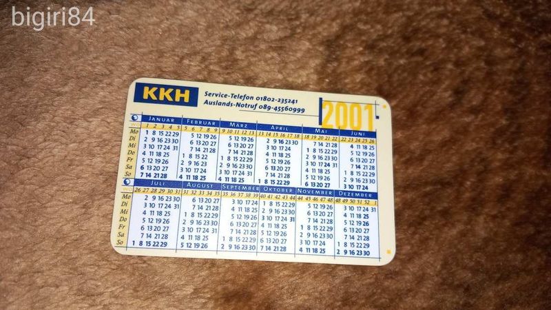 2001 - KKH kártyanaptár