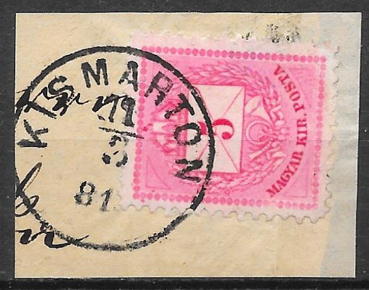 1881 3 11 5 kr szinesszamu belyeg kivagason KISMARTON