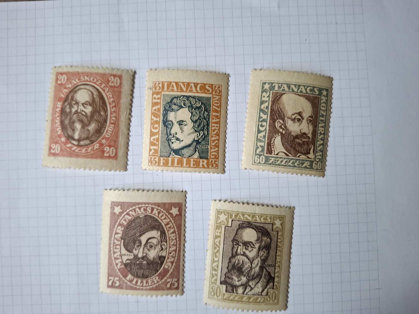 1919  Magyar tanácsköztársasági Arcképek B sor ** Kat ár 6000.-Ft