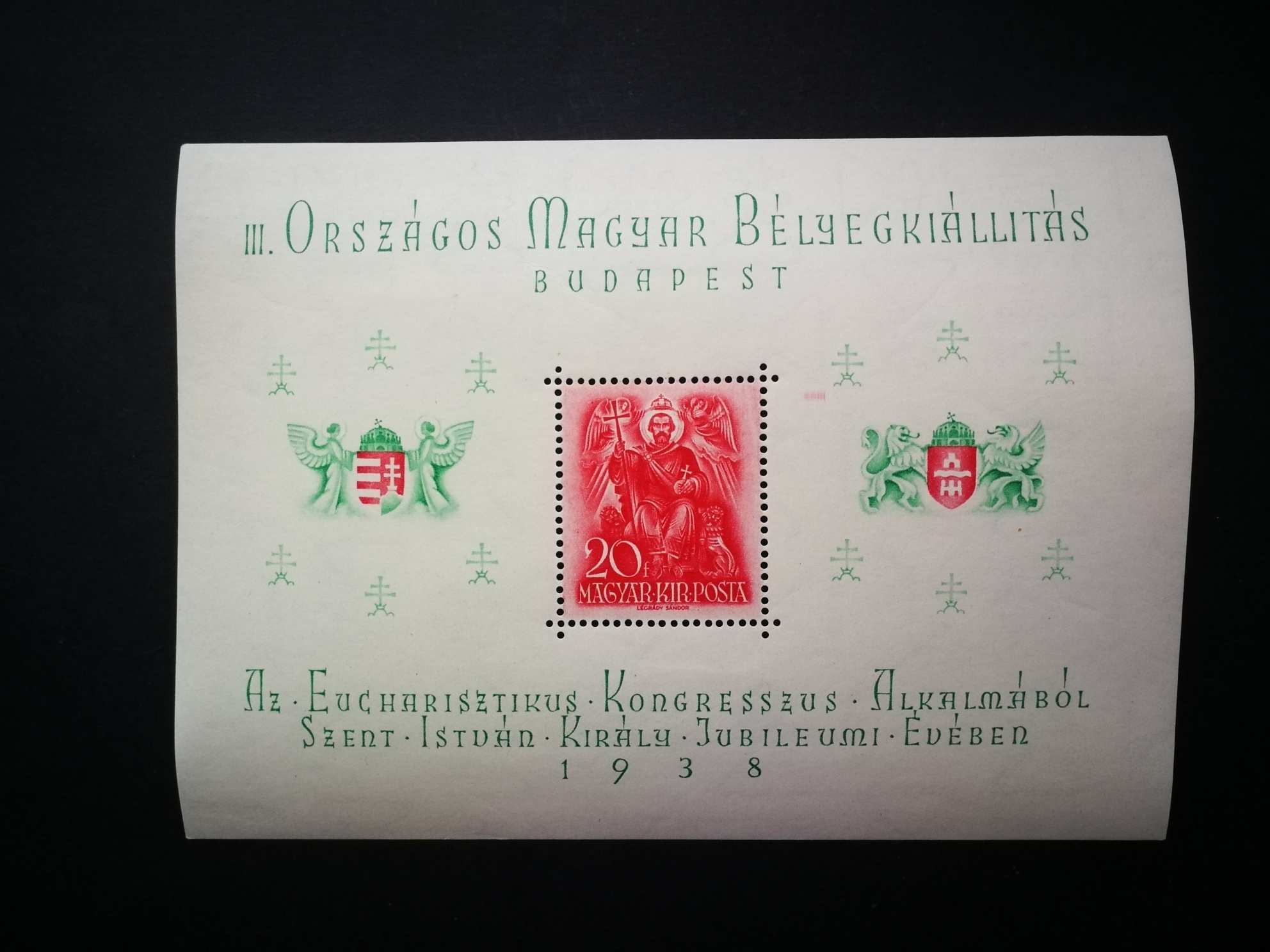 Magyarország 1938 Orbék blokk enyhe törések F