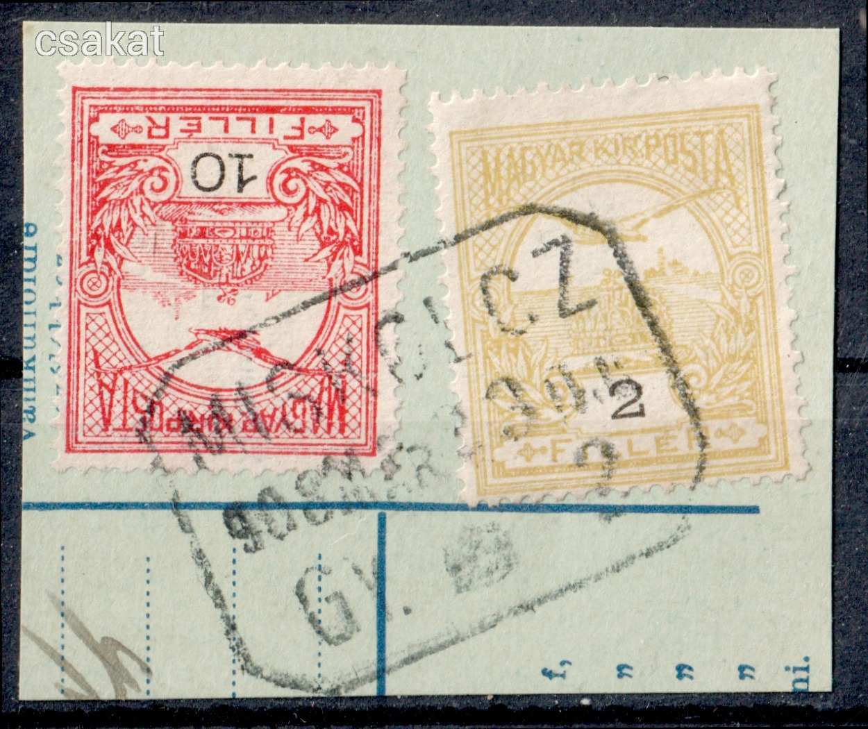 1906 turul MISKOLCZ / 2 gyűjtő postahivatali bélyegzés PU GY10 / 100 pont (d40)