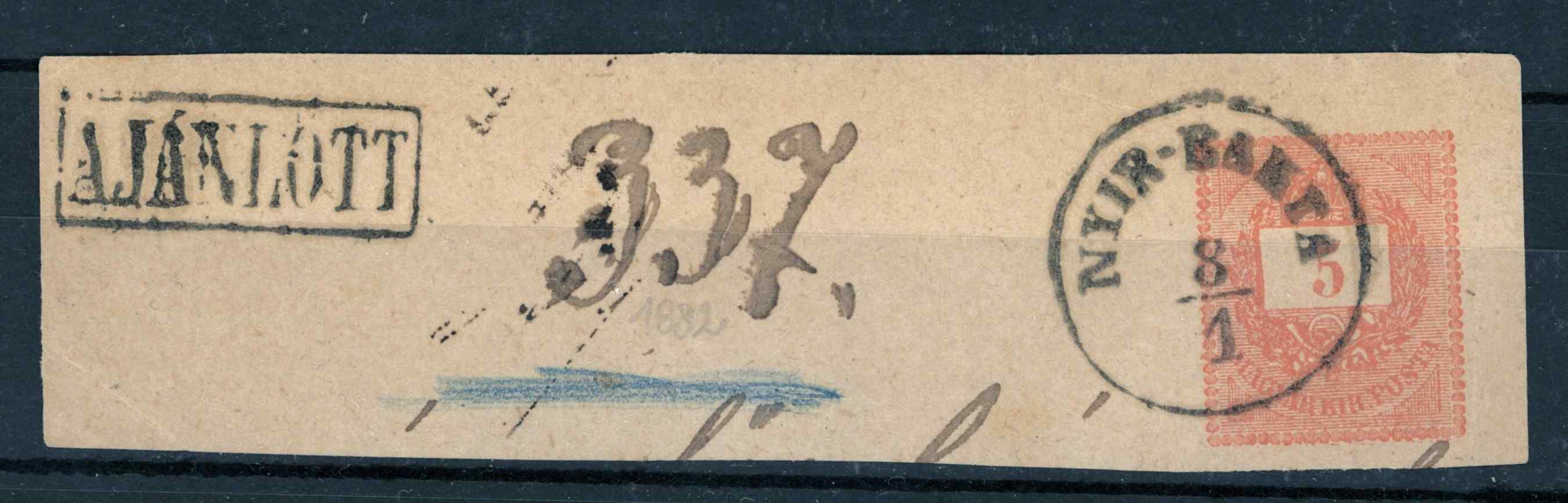 1874 krajcaros nyir-bakta ajanlott belyegzes kivagason szabolcs gudlin E2.2 100 pont e78