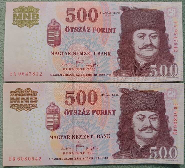 500 forint 2011 UNC 2 db EA, EB