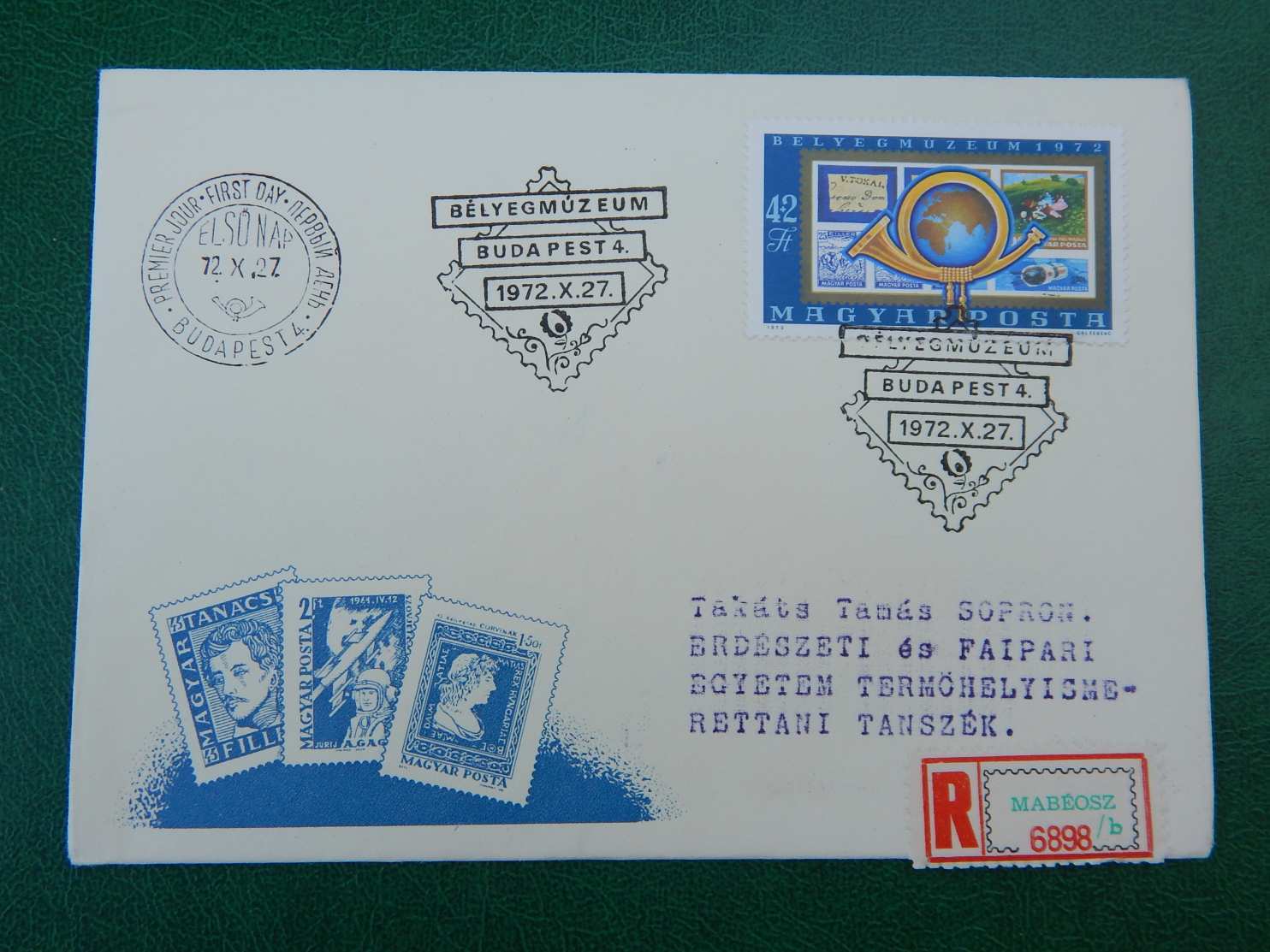 ajánlott FDC pár 1972. A Bélyegmúzeum és a Postamúzeum újbóli megnyitása bélyegsorral