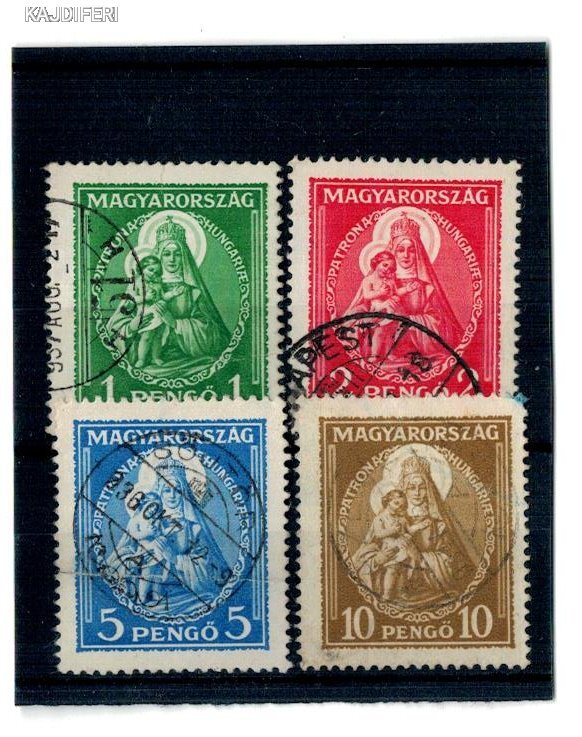1932. Nagy Madonna bélyegsorozat, 4 db-os komplett pecsételt sor