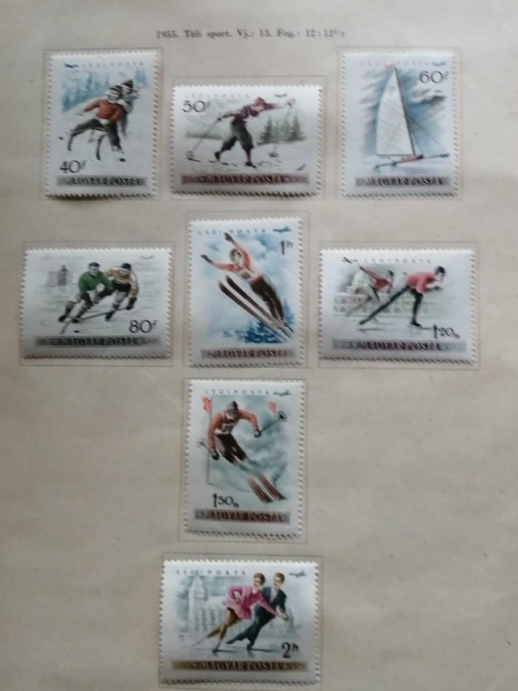 Magyarország, 1955, Téli sport, postatiszta sor