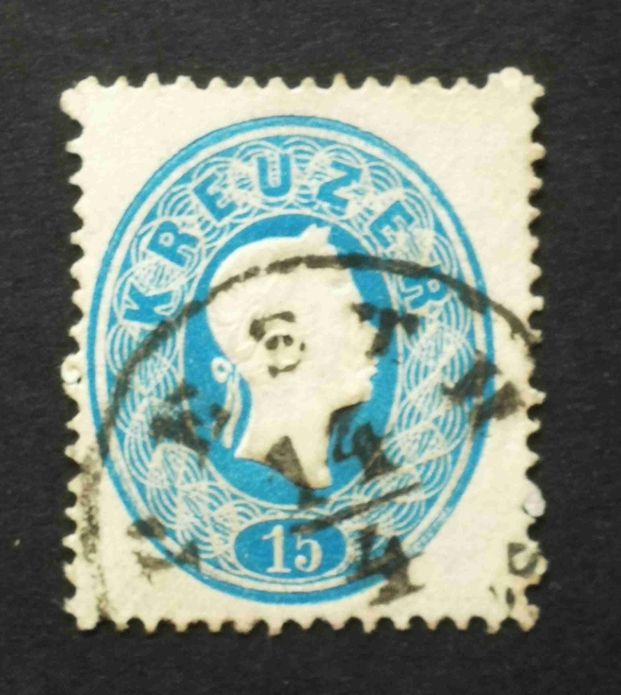 Magyarország 1861 Könyvnyomat 15 Kr. PESTH apró elvékonyodás