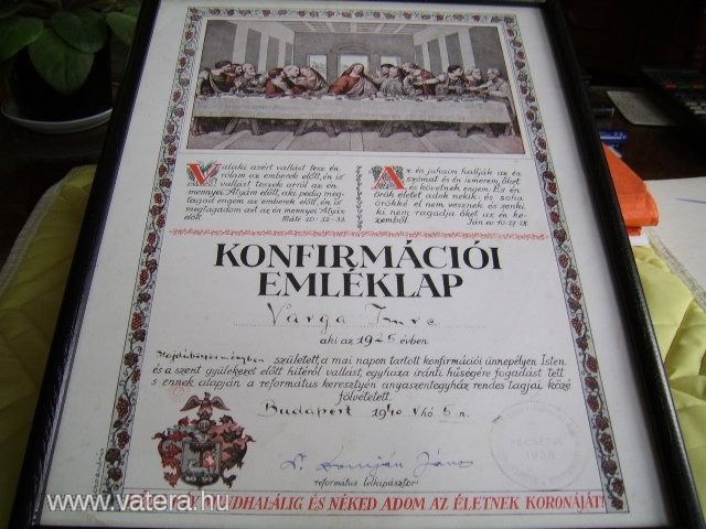 KONFIRMÁCIÓS EMLÉKLAP-....1940