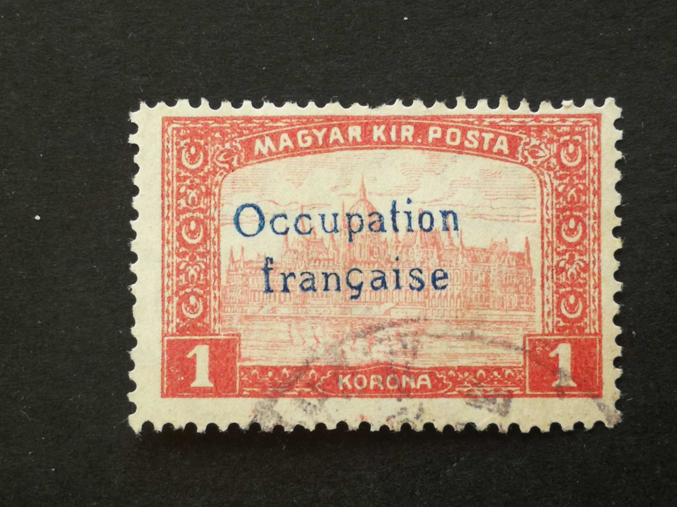 Magyarország 1919 Arad francia Parlament 1 K, pecsételt, ** kat. ár 5000 Ft H