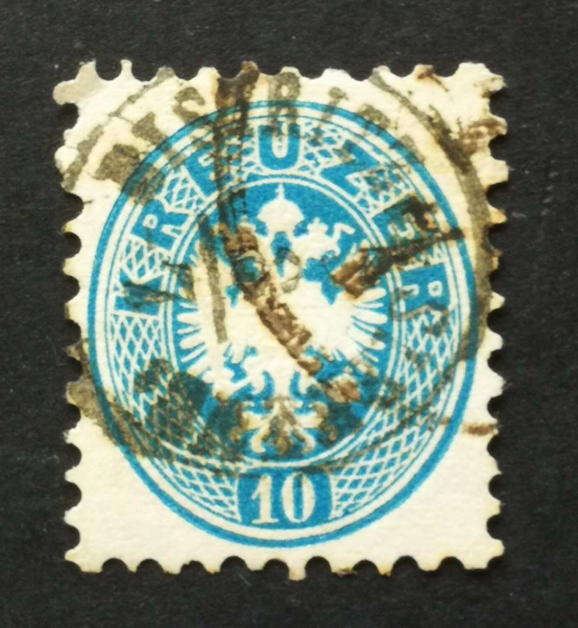 Magyarország 1863/64 Könyvnyomat 10 Kr. BISTRICZ in SIEBENB: E2.2 Gudlin 100 H