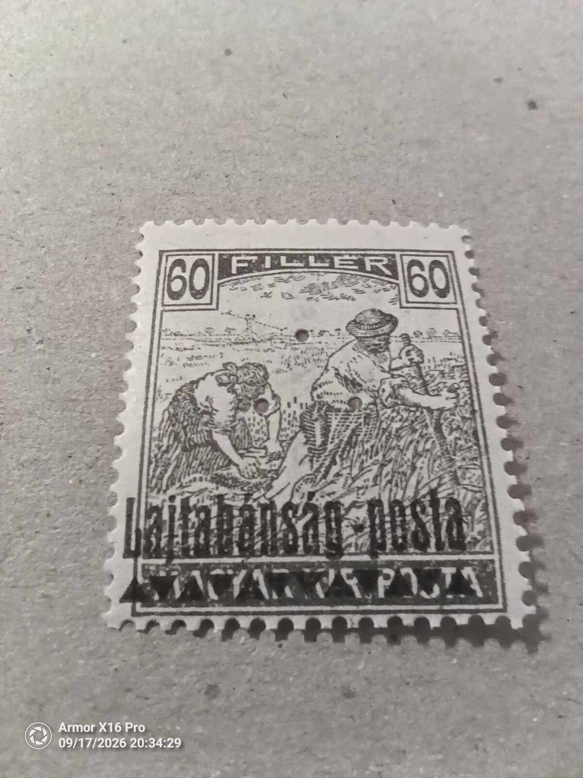 1921. Nyugat-Magyarország III. 60 fillér hármaslyukkal megszállás Bodor garanciajellel