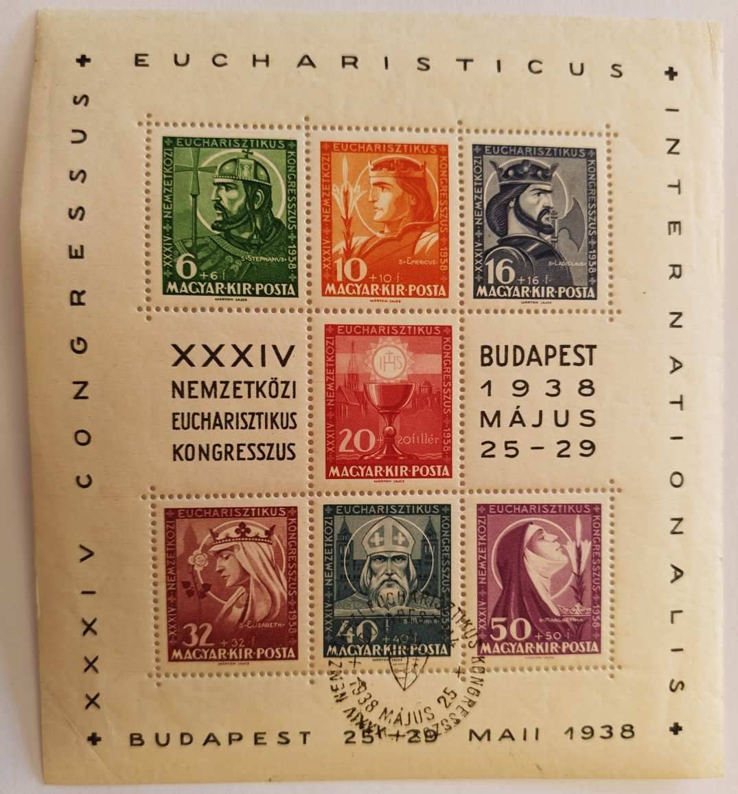1938 Eucharisztikus- Blokk Bélyeg Alkalmi Bélyegzéssel (**)!