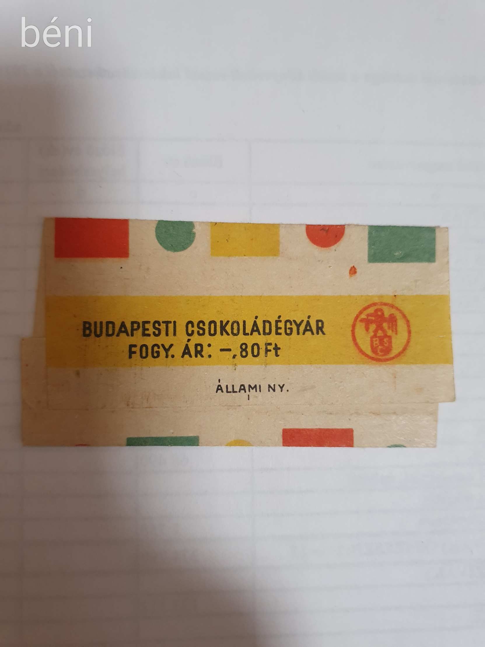 régi csokipapír újitó szelet