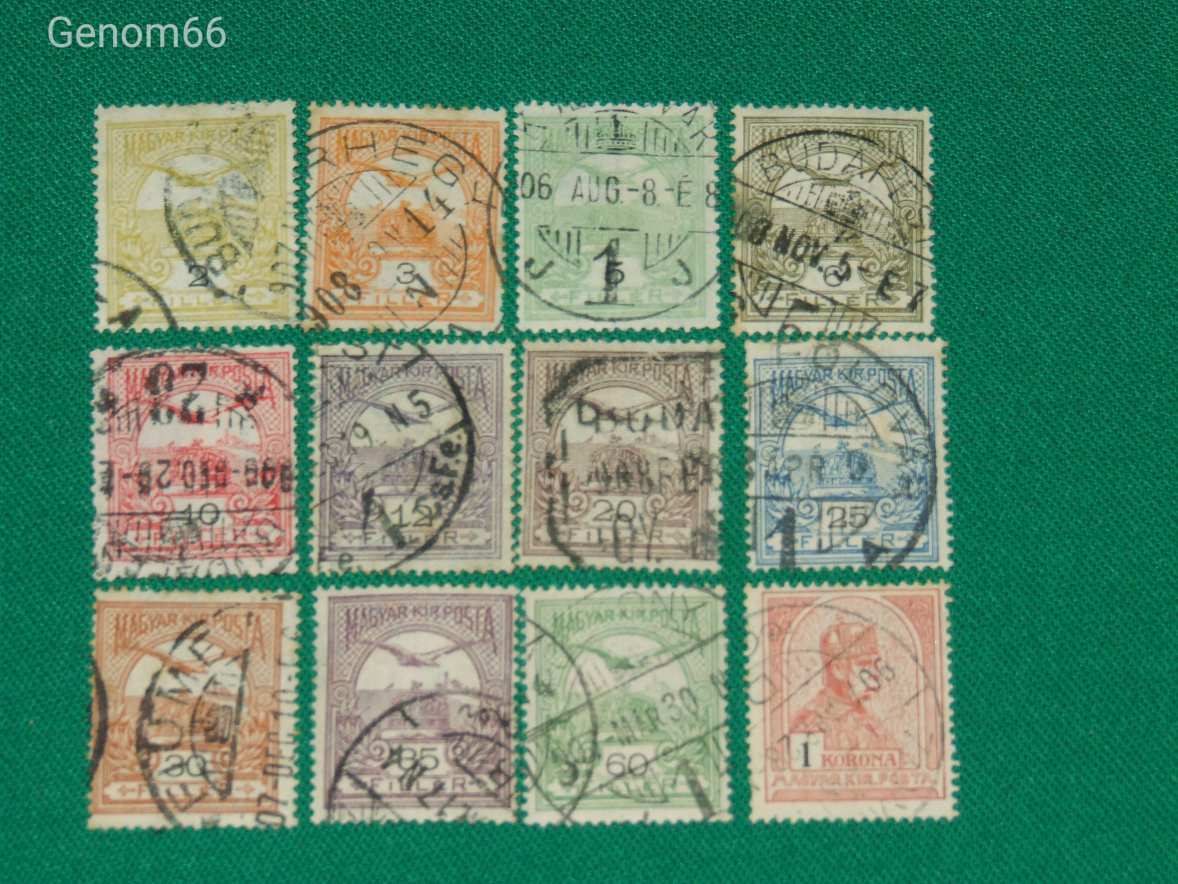 Turul 1906 pecsételt sor három hiánnyal, a ritka "c" vízjelállással