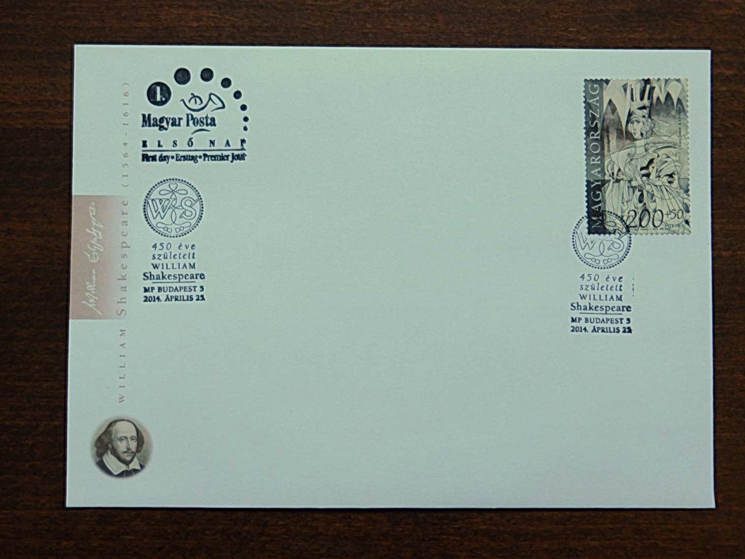 FDC pár 2014. Ifjúságért (XIII.) 450 éve született William Shakespeare - bélyegsor 2 borítékon