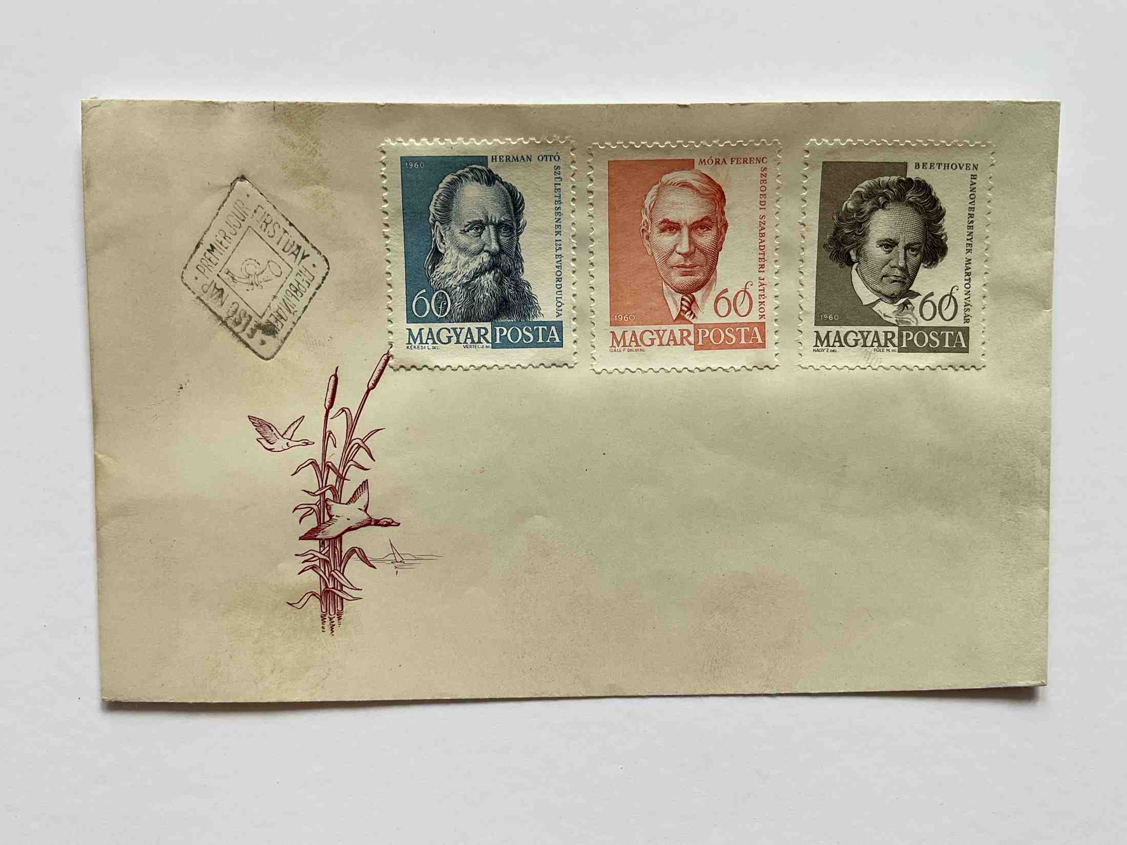 1960 Arcképek FDC Herman Ottó Móra Ferenc Beethoven, 3x60 f hiányos sor
