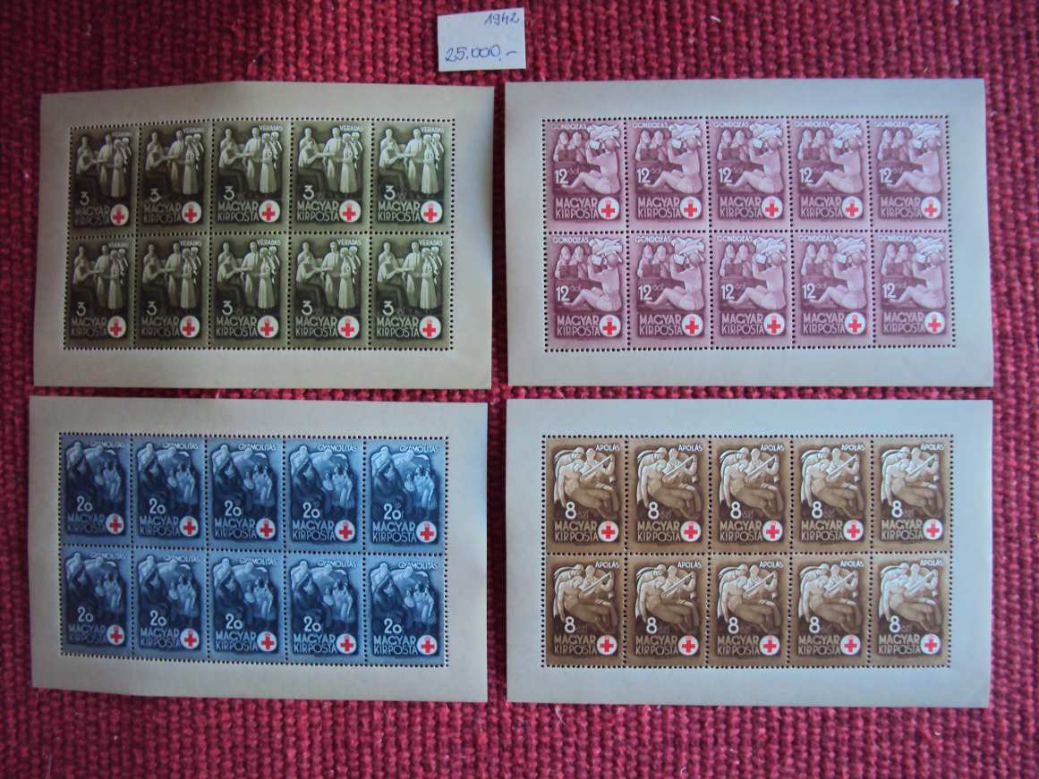 1942-Vöröskereszt kisívsor postatiszta Harmadárban eladó-BAL-13