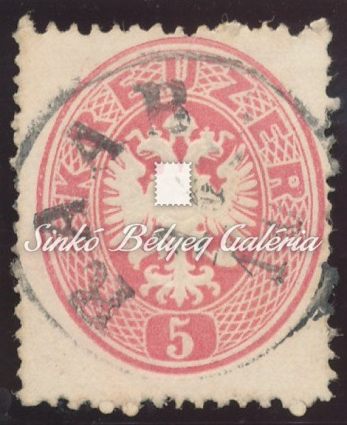 1863. Könyvnyomat dombornyomással 5kr, RAAB