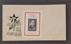 ELADÓ: 1953-as magyar Sztálin-emlékboríték, postatiszta Sztálin blokkal.