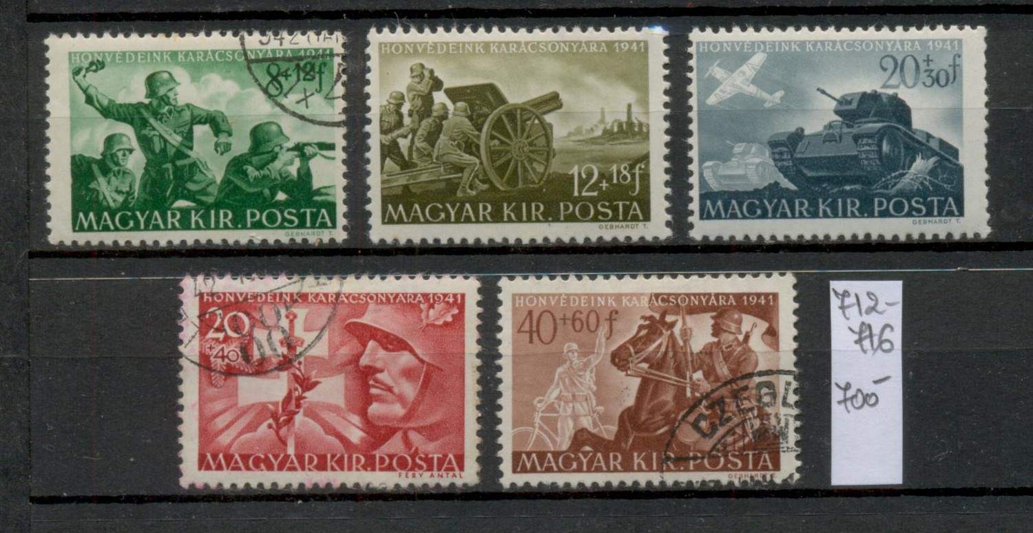 M125 - 1941 Honvédeink karácsonyára (Katona) komplett bélyegsor - Pecsételt