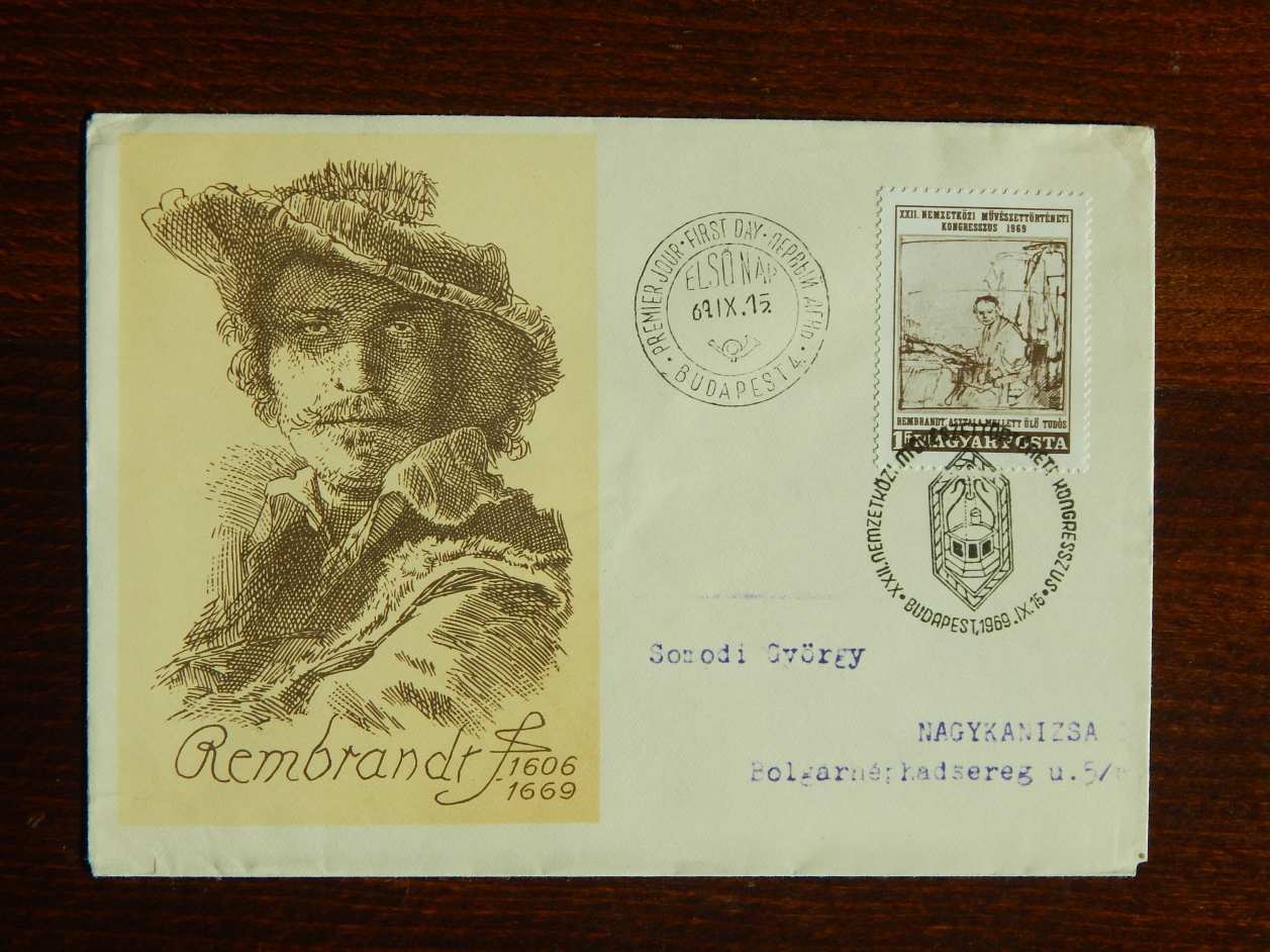 Megcímzett FDC 1969. Nemzetközi Művészettörténeti Kongresszus - Rembrandt
