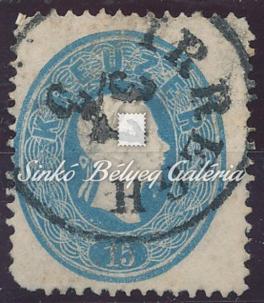 1861. Könyvnyomat dombornyomással 15kr, IRREGH