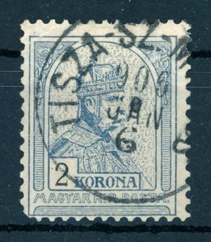 1904 turul 2 Korona A1 vízjel állás - TISZA-SZ.-MIKLÓS sarokfog hiány - PHu: 32.000 Ft (e80)