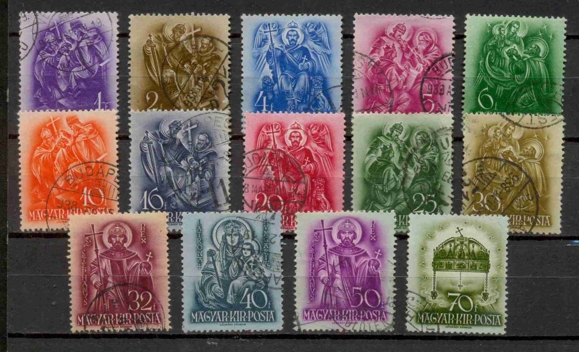 M352 - 1938 Szent István III. TELJES bélyegsorozat (14 db, pecsételt, gyönyörű)