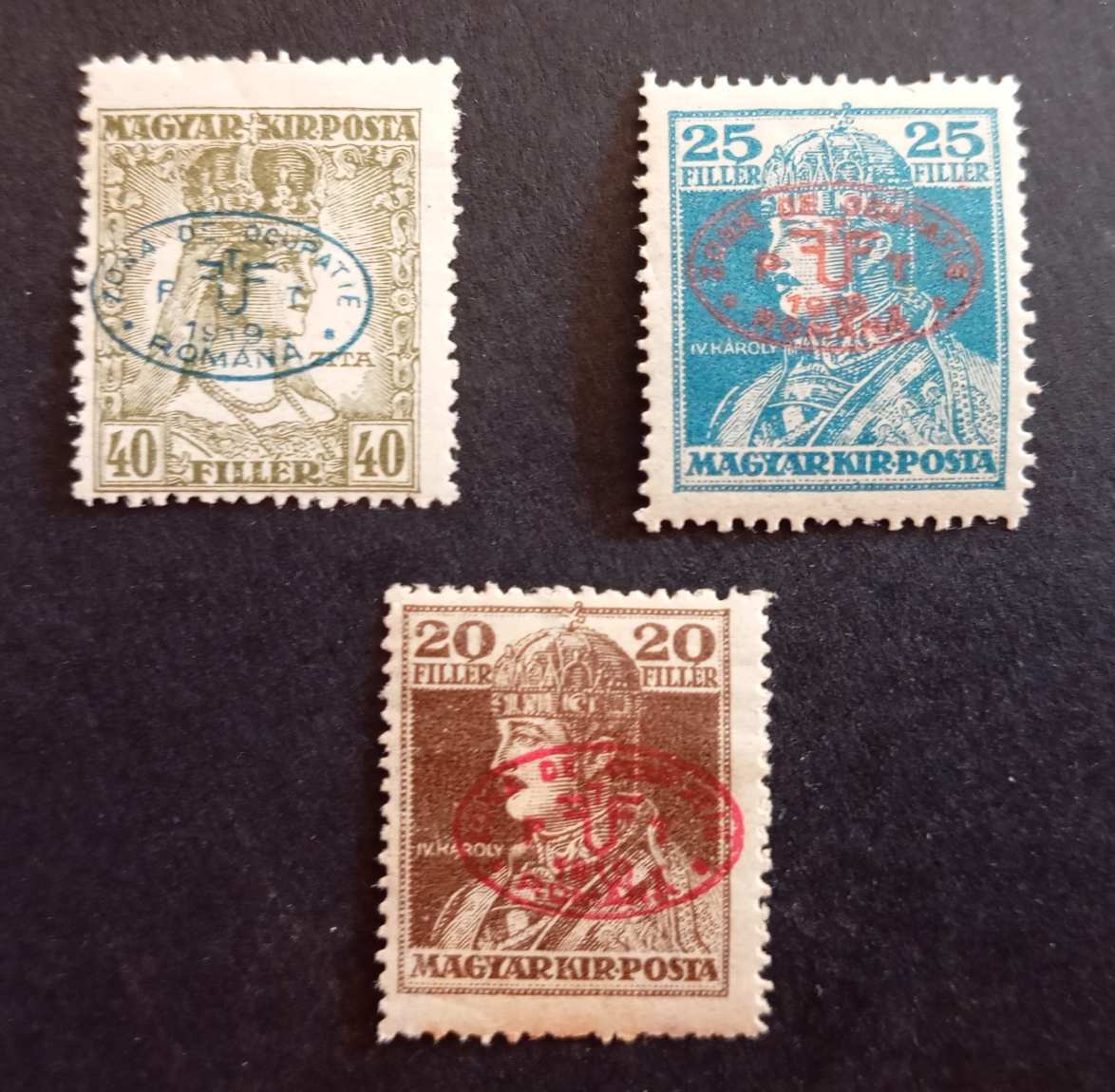 Magyarország 1919 Debrecen román megszállás Károly-Zita 3 érték * falcos H