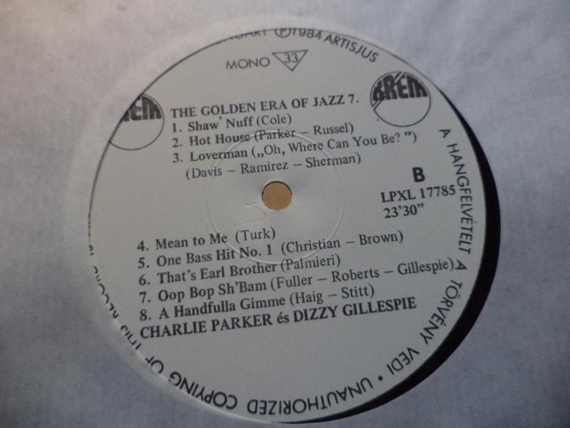 [CAB] Dizzy Gillespie Charlie Parker bakelit (4593) - Vatera.hu
