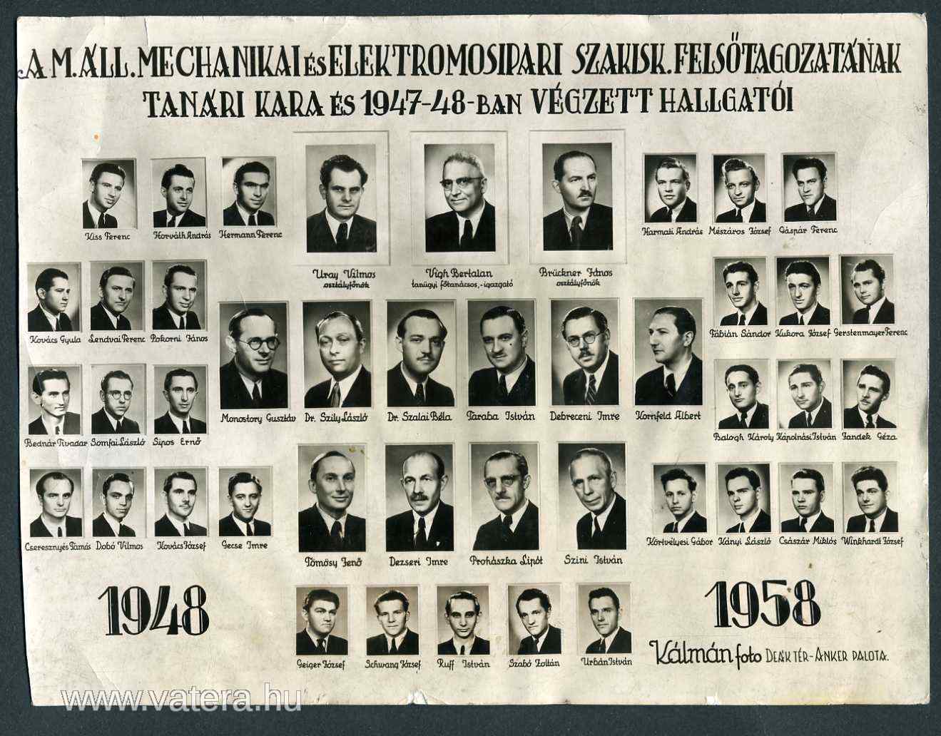 Kandó Elektromos Technikum tabló, 1948