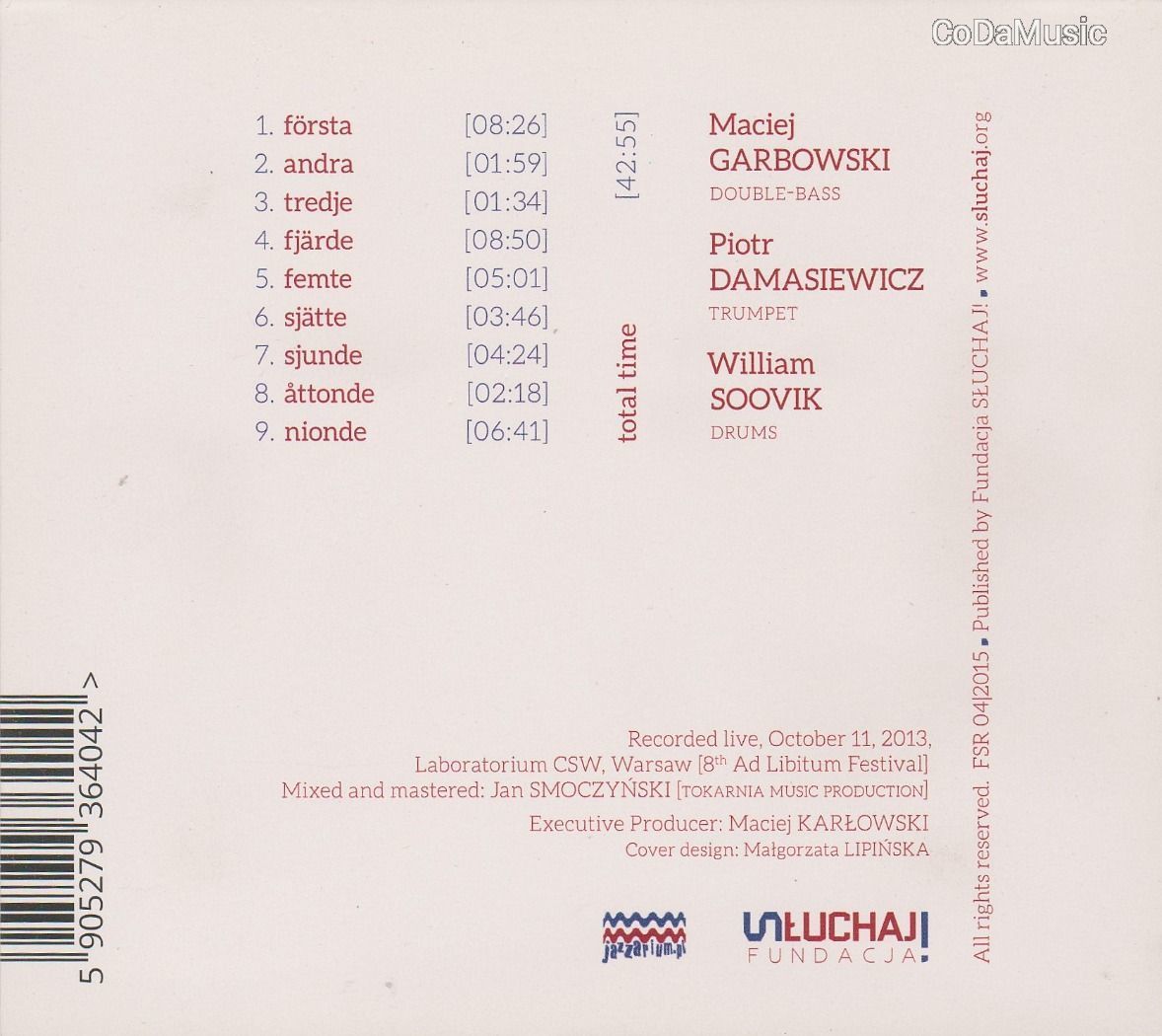 Garbowski & Soovik & Damasiewicz: Sesto Elemento (CD)