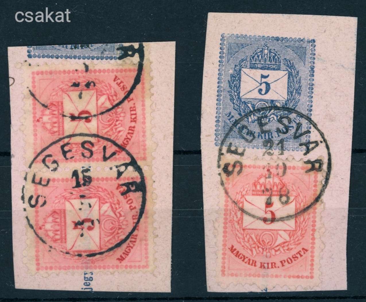 1874 krajcáros SEGESVÁR lebélyegzés mindkét ismert variáns Gudlin E3.15 / 30p + 30p (e32)