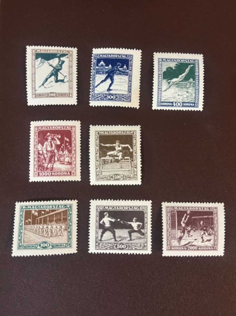 1925 Magyarország – Sport (koronás) bélyegsor, teljes sor, postatiszta (100–2500K)