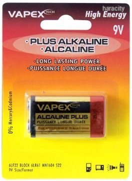 Alkáli Elem : Vapex Plus Alkaline 9V Tartóselem