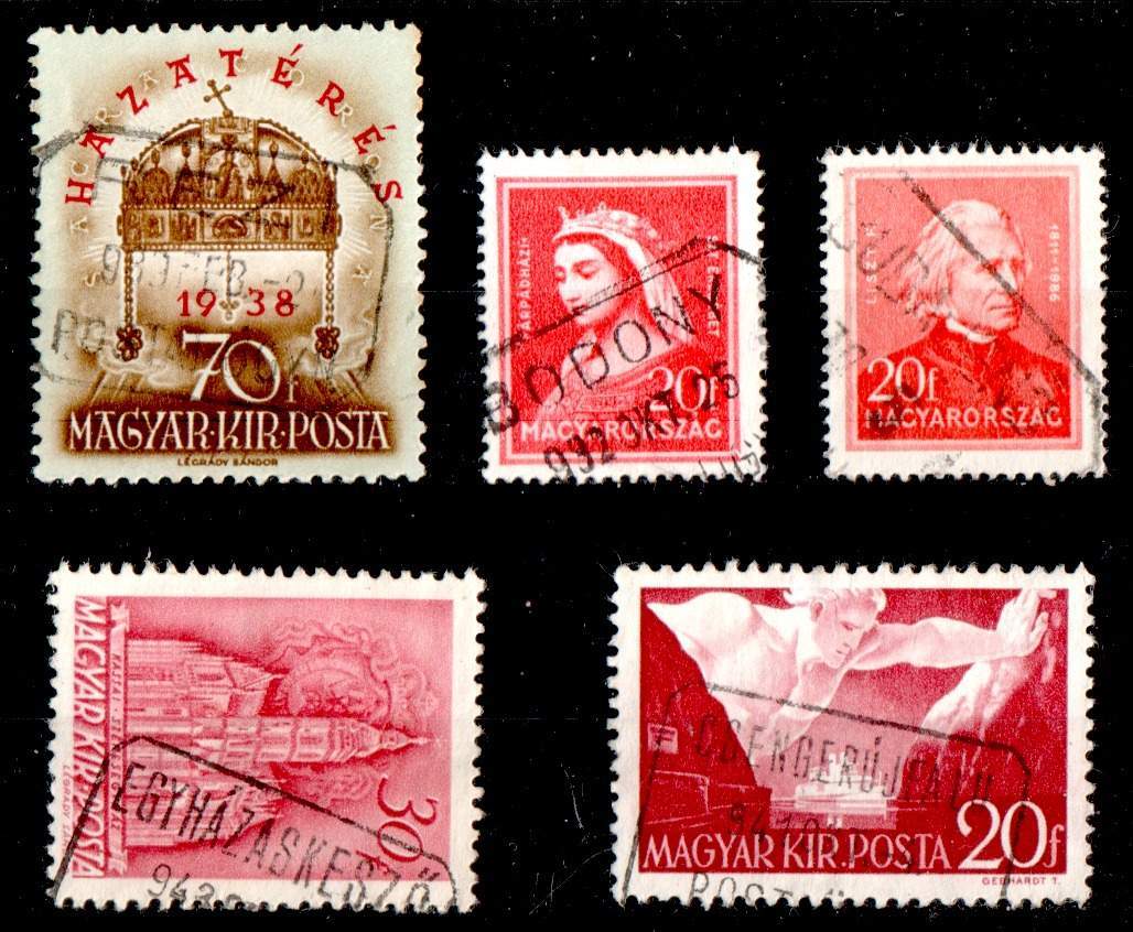 1930-40 postaügynökség bélyegzések BÉZI BODONY BUDAJENŐ EGYHÁZASKESZŐ CSENGERUJFALÚ 50p (b87)