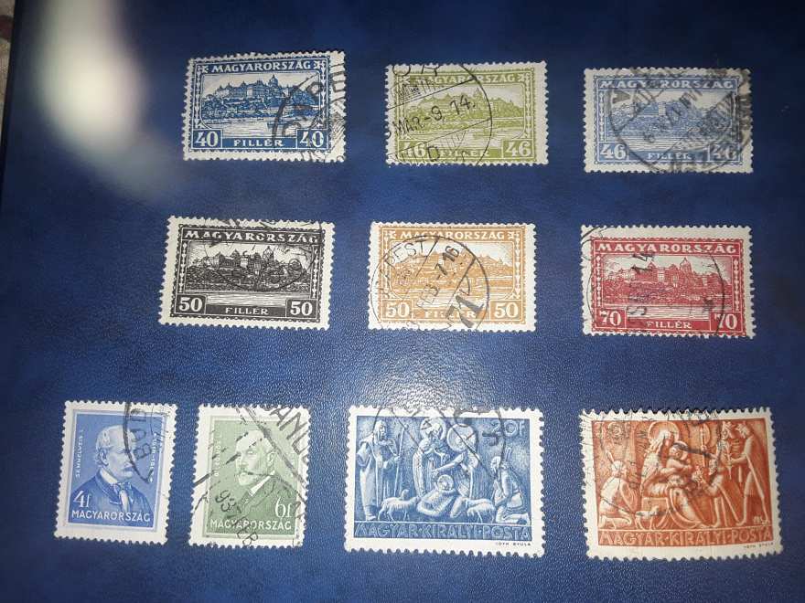 10 db 1945 előtti pecsételt magyar bélyeg