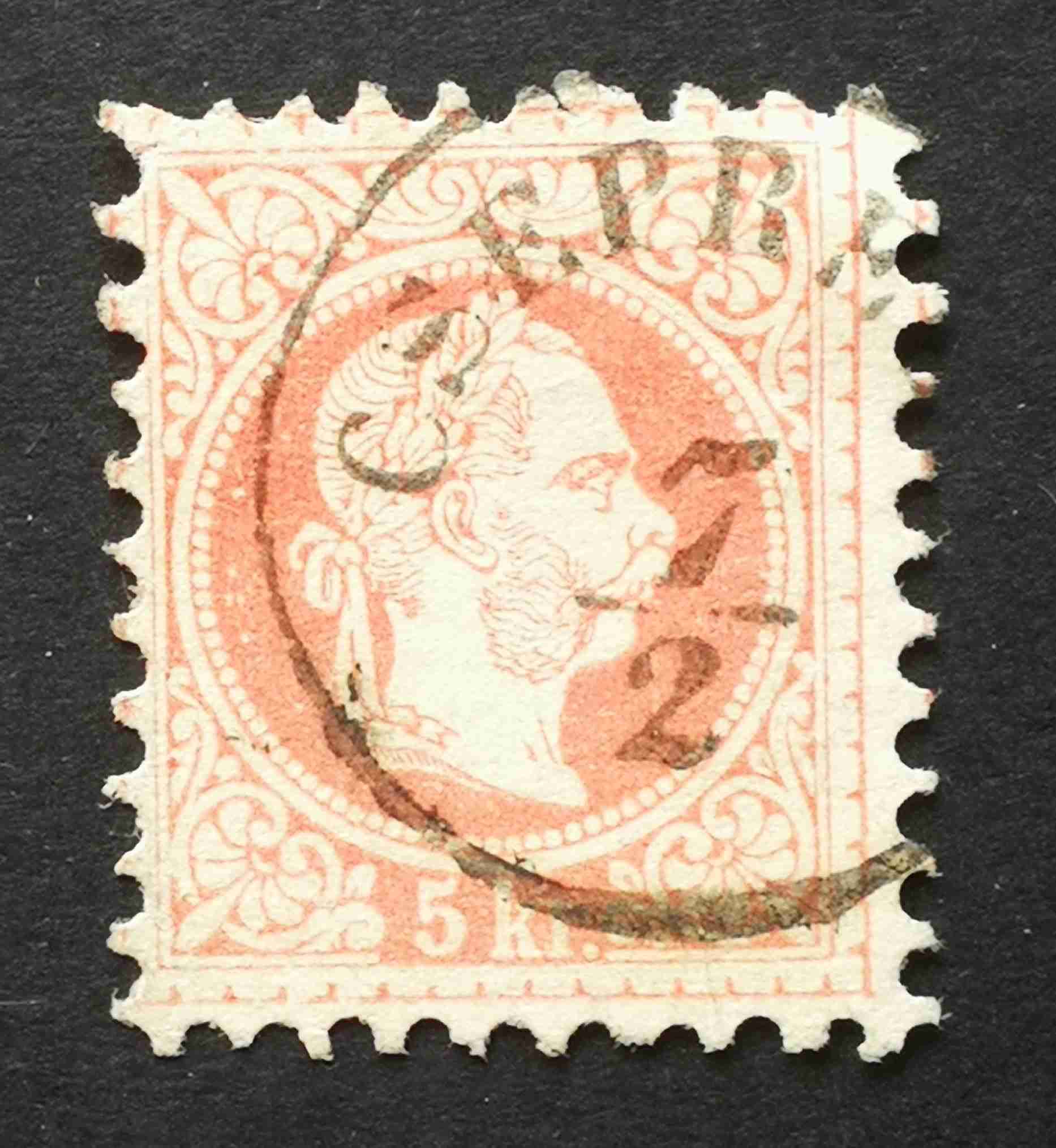 Magyarország 1867 Könyvnyomat 5 Kr. CSEPRE(GH) Gudlin 150 H