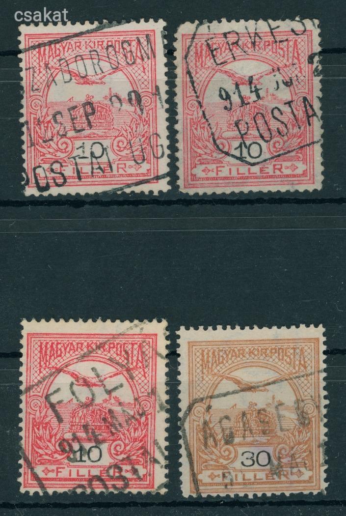 1909+ turul postaügynökség bélyegzések TISZADOROGMA + ÉRKESERÜ + FOLYÁS + ÁGASEGYHÁZA MPPFB 90p(e11)