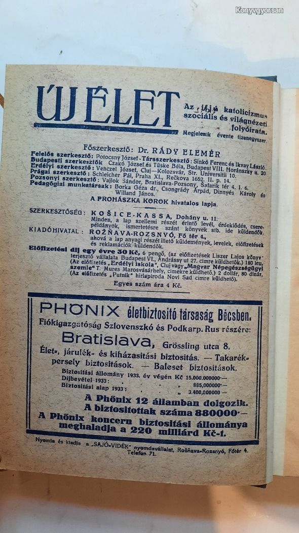 ÚJ Élet IV. évfolyam 1935.- teljes évfolyam (*110)
