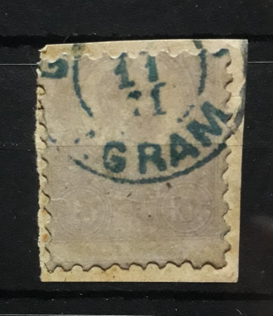 1871. Kőnyomat 25kr kék AGRAM pénzutalvány bélyegzéssel kivágáson  kat.:min.160000ft