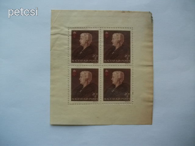Magyar bélyeg / kisív vöröskereszt II. 20 f+1 P kisív 1942 1.